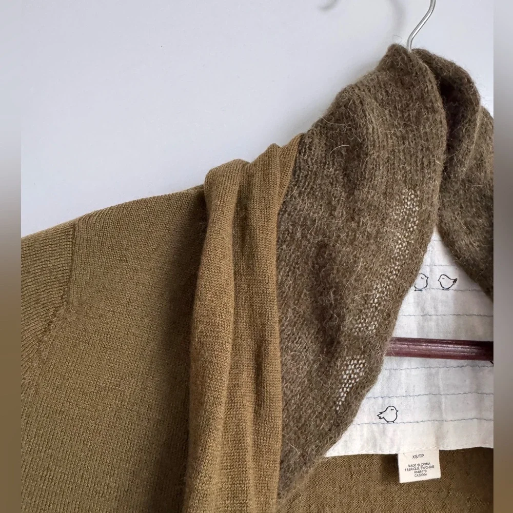 Anthropologie Moss Green‎ Wool Alpaca Blend Cardigan XS small goblincore texture - Picture 2 of 10